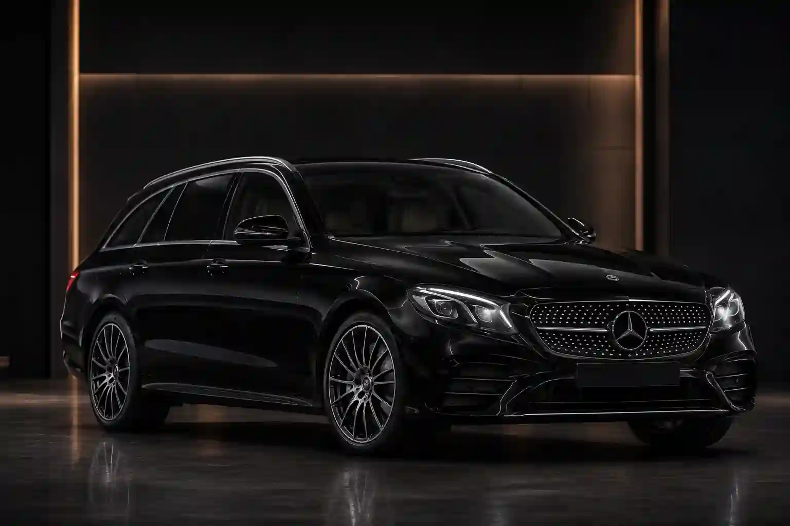 Black executive estate vehicle with extended luggage capacity